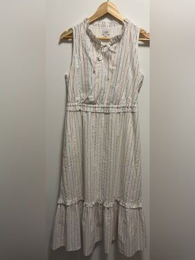 J.Crew Shimmer Metallic Stripe Tie-Front Midi Dress Women’s Size 4